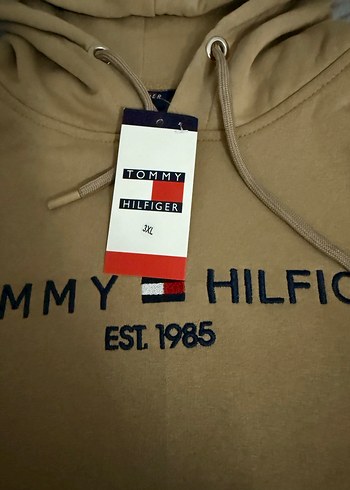 Tommy Hilfiger Kapüşonlu Kahverengi Sweatshirt unisex - Görsel 3