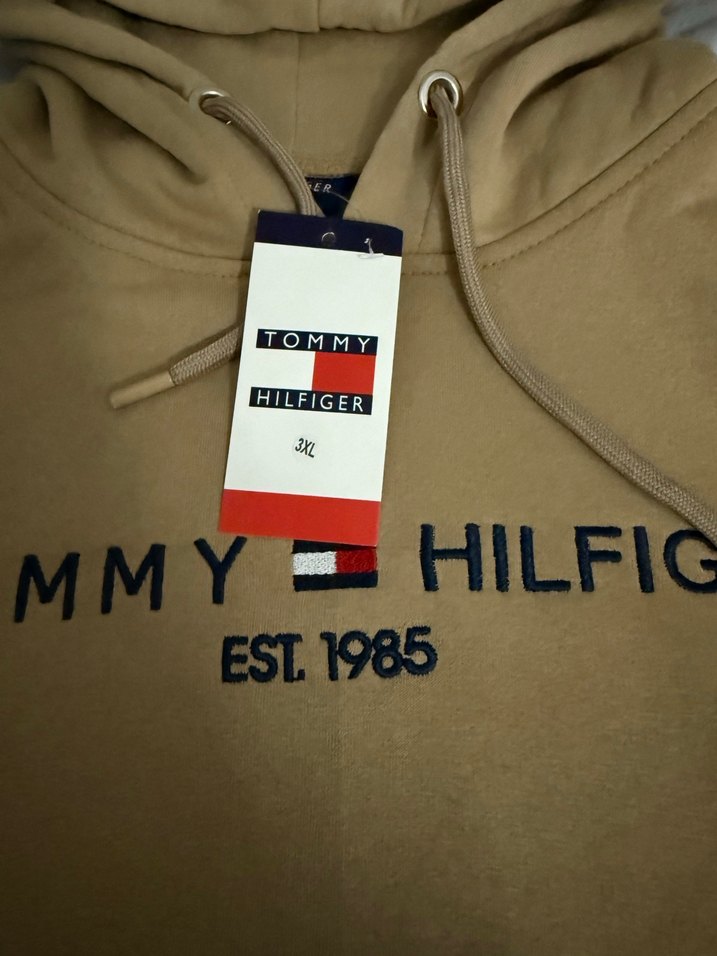 Tommy Hilfiger Kapüşonlu Kahverengi Sweatshirt unisex - Görsel 3