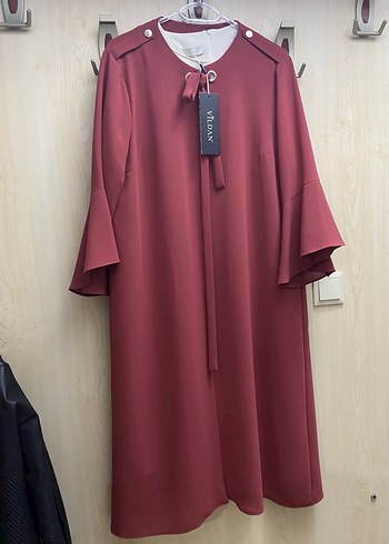 Bordo Uzun Kollu Kadın Pardösü Vildan - Görsel 2