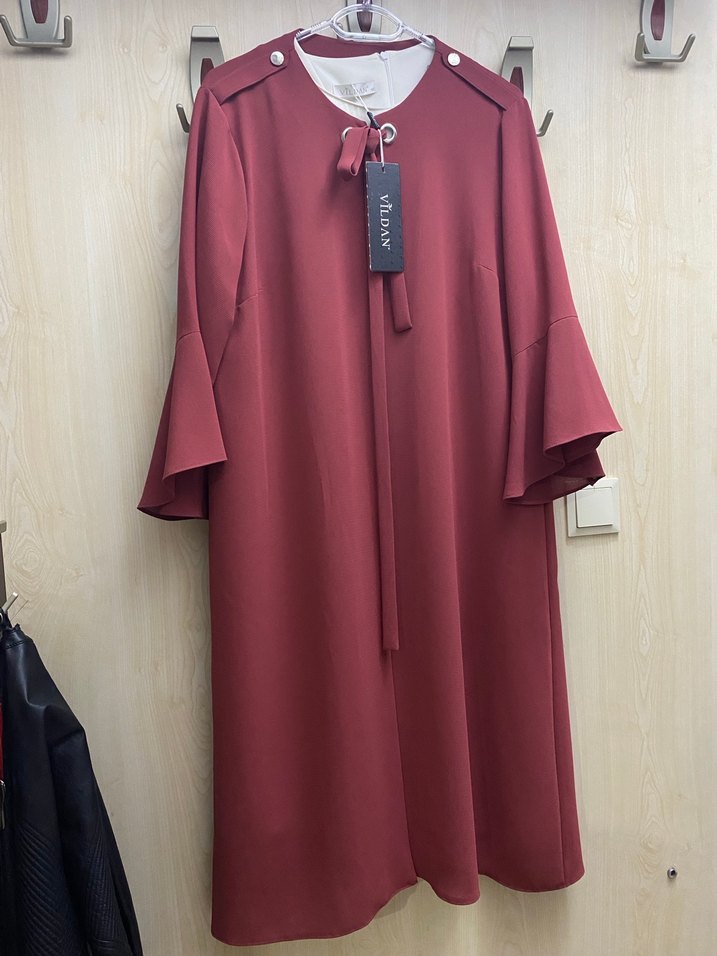 Bordo Uzun Kollu Kadın Pardösü Vildan - Görsel 2