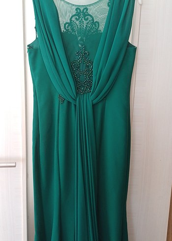 İşlemeli Drapeli Straplez Uzun Abiye Elbise - Görsel 3