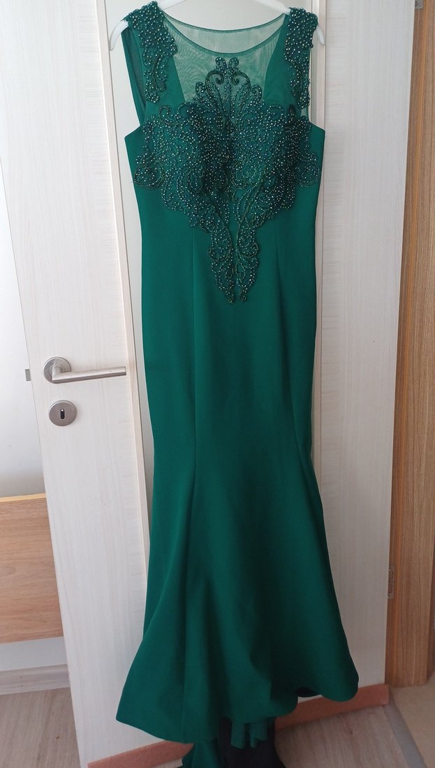 İşlemeli Drapeli Straplez Uzun Abiye Elbise - Görsel 2