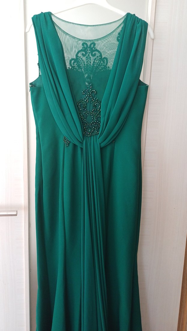 İşlemeli Drapeli Straplez Uzun Abiye Elbise - Görsel 3