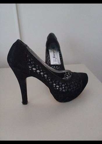 Diger Siyah Dantel Detaylı Yüksek Topuklu Kadın Ayakkabı - Görsel 2