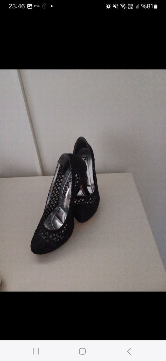 Diger Siyah Dantel Detaylı Yüksek Topuklu Kadın Ayakkabı - Görsel 4