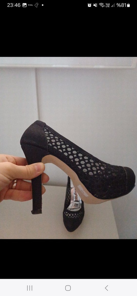 Diger Siyah Dantel Detaylı Yüksek Topuklu Kadın Ayakkabı - Görsel 3