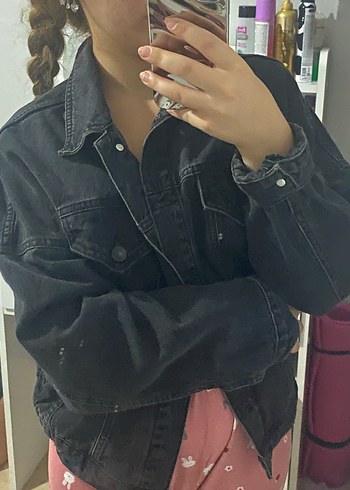 m Beden siyah Renk Siyah Oversize Kadın Denim Ceket