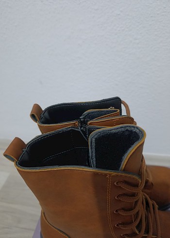 Kahverengi Süet Kadın Botlar Blok Topuklu - Görsel 3