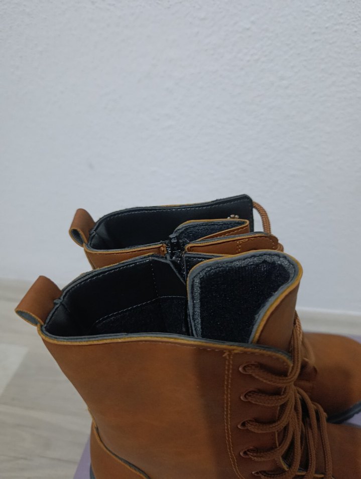 Kahverengi Süet Kadın Botlar Blok Topuklu - Görsel 3