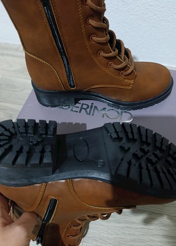 Kahverengi Süet Kadın Botlar, Kemer Detaylı - Görsel 5