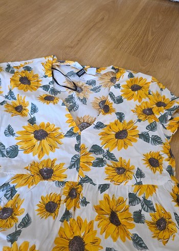 Sarı Ayçiçeği Desenli Hamile Elbisesi - Görsel 2