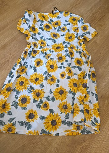 Sarı Ayçiçeği Desenli Hamile Elbisesi - Görsel 4