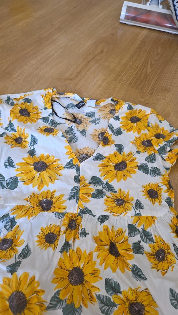 Sarı Ayçiçeği Desenli Hamile Elbisesi - Görsel 2