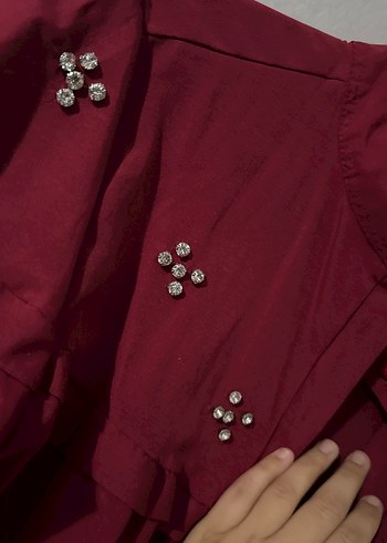 LC Waikiki Bordo Uzun Düğmeli tunik