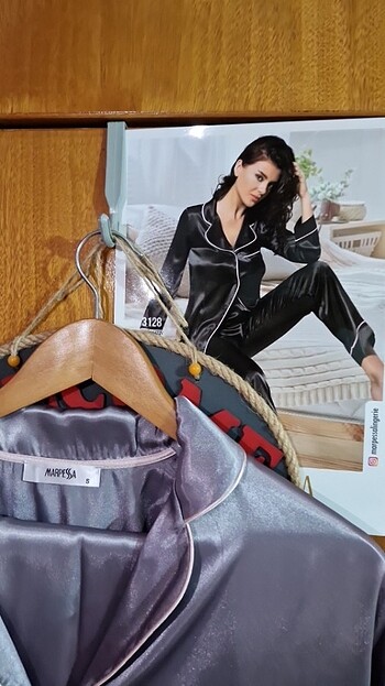 Bridal Gelinlik Sıfır Mor Saten Pijama takımı