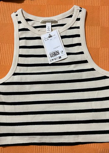 H&M Bej Çizgili Örgü Kadın Atlet