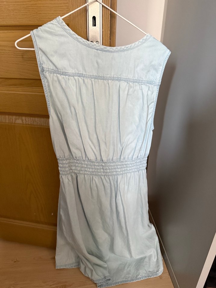 Mavi Kolsuz V Yakalı Hamile elbisesi - Görsel 3