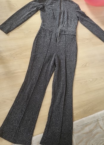 Bershka Gri V Yakalı Kadın Tulum