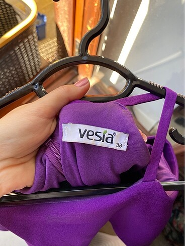 Tok kumaşlı mor abiye - Görsel 6