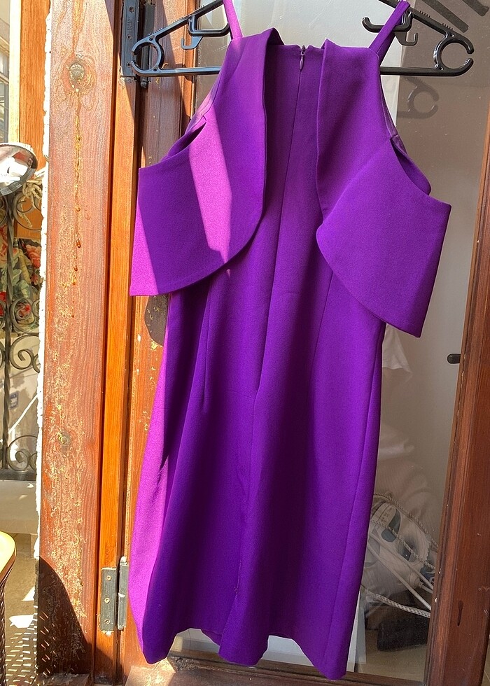 Tok kumaşlı mor abiye - Görsel 2