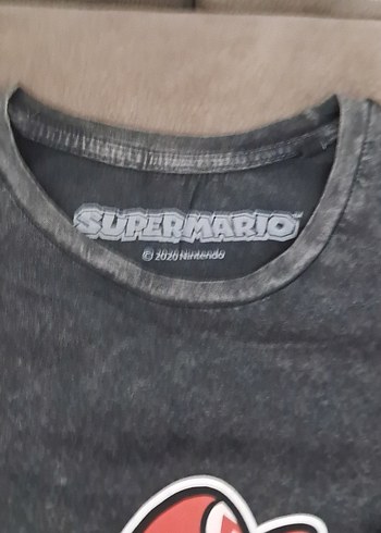 Erkek Çocuk Gri Kısa Kollu Mario Tişörtü - Görsel 3
