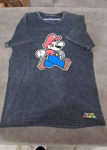 Erkek Çocuk Gri Kısa Kollu Mario Tişörtü - Görsel 2