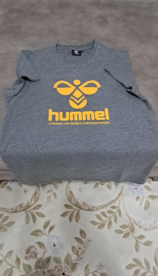 Gri Hummel Baskılı Kısa Kollu Tişört - Görsel 3