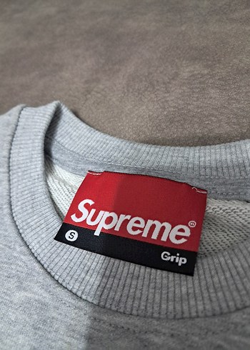 Gri Supreme Baskılı Erkek Sweatshirt - Görsel 3