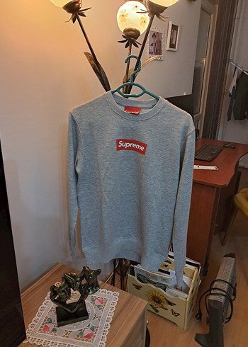 Gri Supreme Baskılı Erkek Sweatshirt - Görsel 4