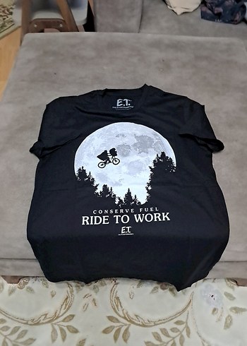 Siyah Baskılı Bisiklet Yaka Tişört - Görsel 3