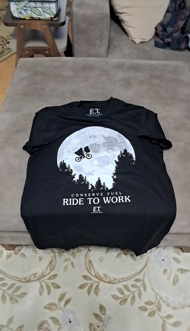 Siyah Baskılı Bisiklet Yaka Tişört - Görsel 3