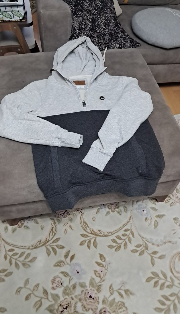 Gri Kapüşonlu Fermuarlı Erkek Sweatshirt - Görsel 2