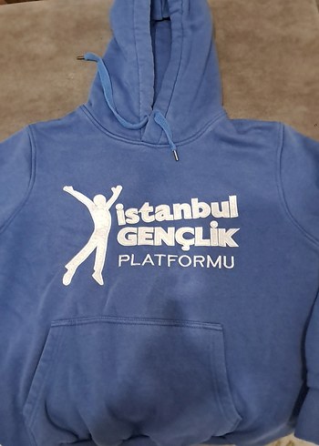 Mavi Kapüşonlu Gençlik platformu Baskılı Sweatshirt - Görsel 2