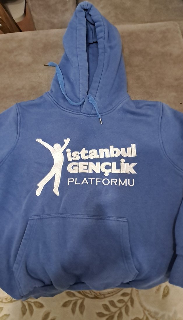 Mavi Kapüşonlu Gençlik platformu Baskılı Sweatshirt - Görsel 2