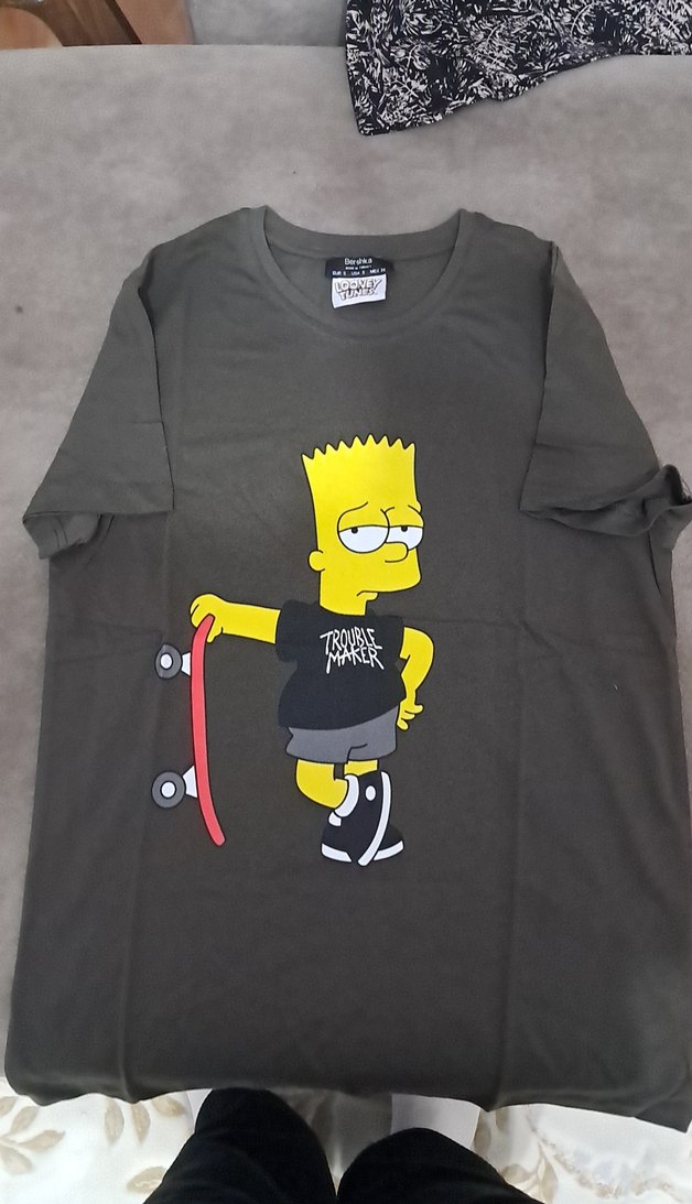 asker yeşili  baskılı Erkek Tişörtü, Salaş Kesim, Kısa Kollu - Görsel 3