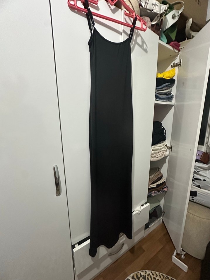 Siyah Straplez Uzun Kadın Elbise - Görsel 2