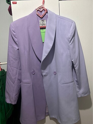 Etiketli çift renk blazer