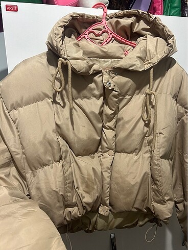 m Beden Camel şişme mont