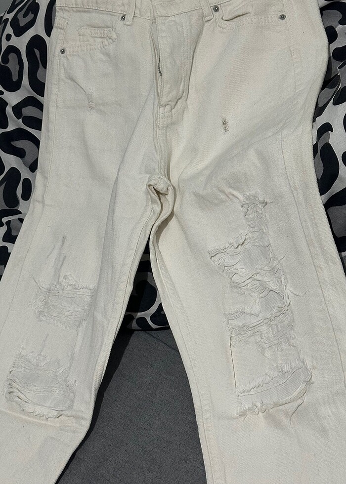 Beyaz mom jean - Görsel 2