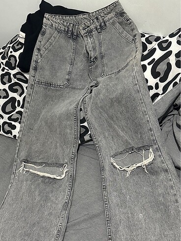 Gri taşlama straight kot - Görsel 2