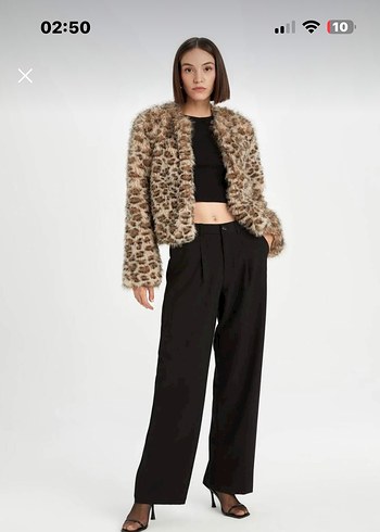 Leopar Desenli Kadın Suni Kürk Ceket - Görsel 2