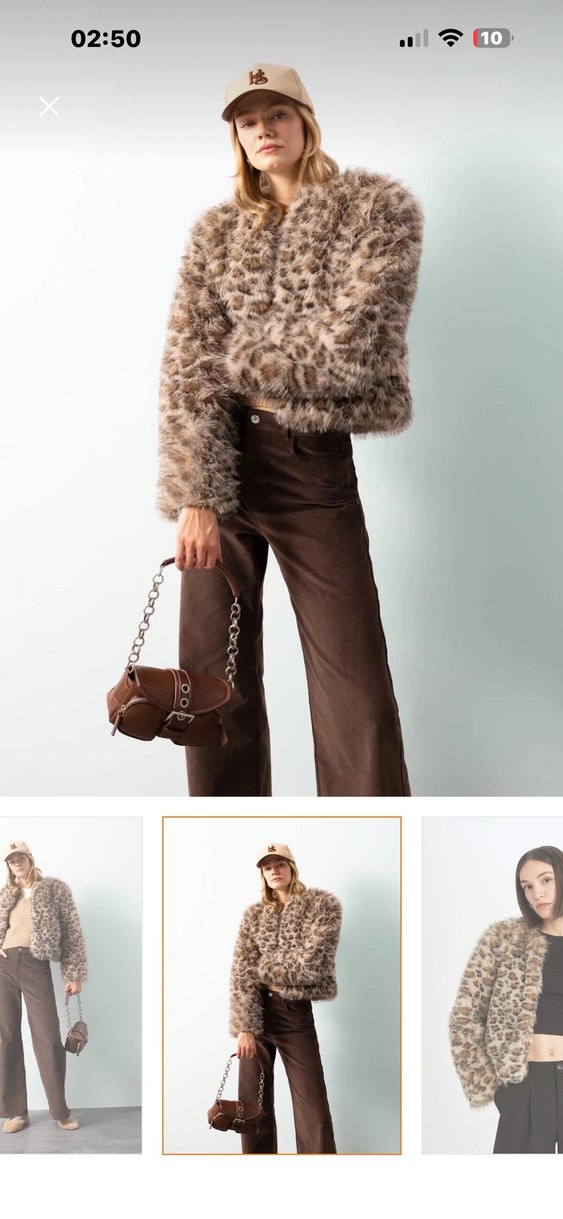 Leopar Desenli Kadın Suni Kürk Ceket - Görsel 4