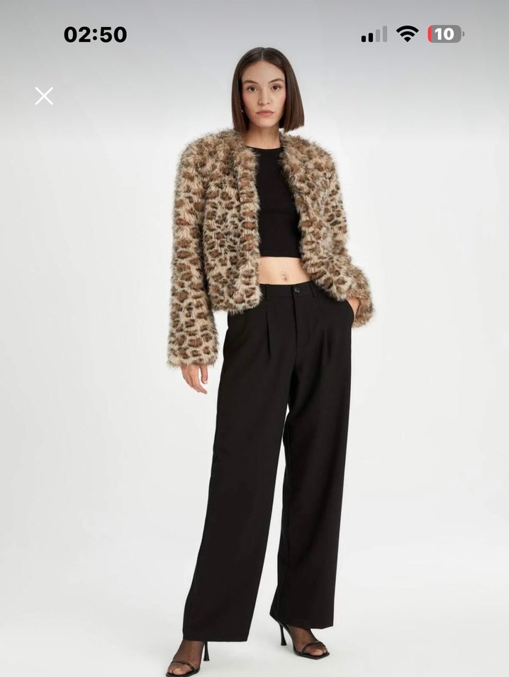 Leopar Desenli Kadın Suni Kürk Ceket - Görsel 2