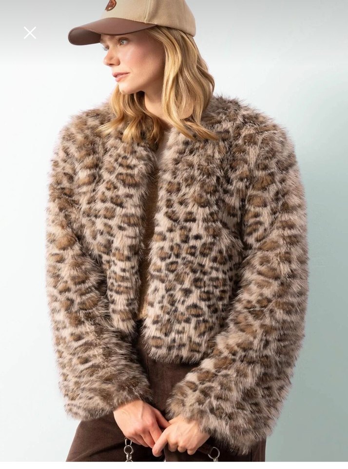Leopar Desenli Kadın Suni Kürk Ceket - Görsel 3