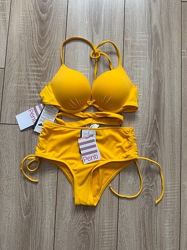 s Beden sarı Renk Yüksek bel bikini takım