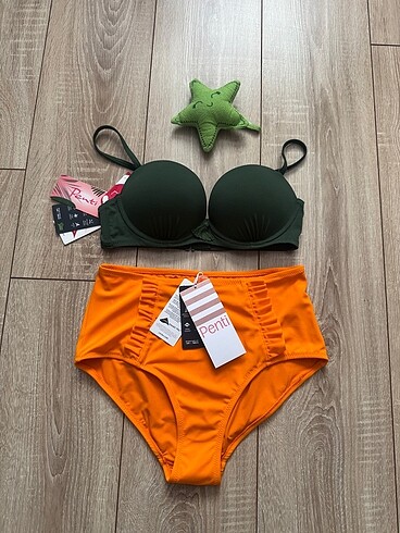 m Beden turuncu Renk Yüksek bel bikini takım