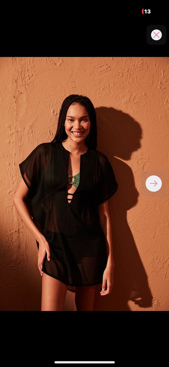 Siyah V Yaka Dökümlü Uzun pareo - Görsel 2