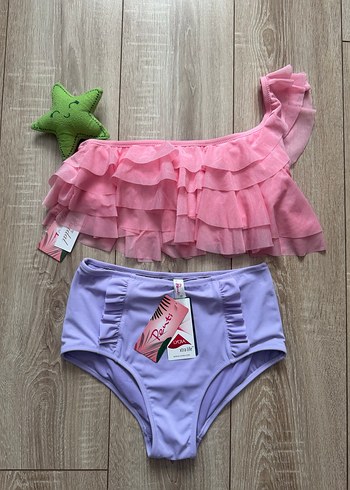 m Beden Pembe Fırfırlı Bohem Bikini