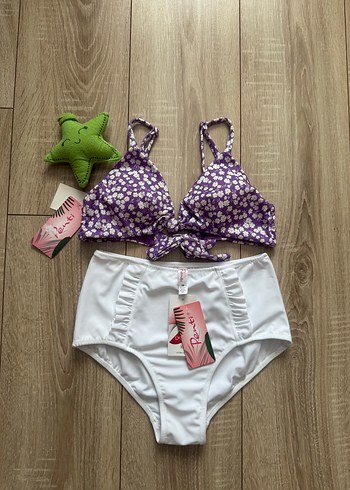 m Beden Penti Mor Çiçek Desenli Bohem Bikini