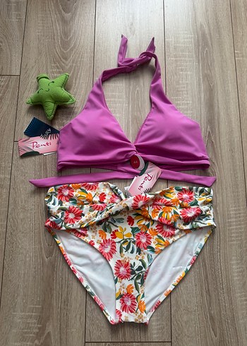Penti Penti Pembe Çiçek Desenli İpli Bikini